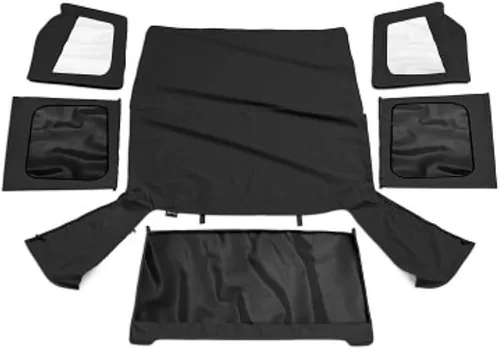 Vista 10 de RAMPAGE PRODUCTS Rampage Factory Replacement Soft Top de Repuesto con Fundas para Puertas Vinilo, Mezclilla Negra con Ventanas Transparentes Negro