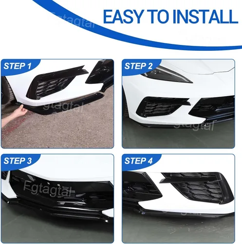 Vista 6 de Kit de repuesto para parachoques delantero compatible con Chevrolet Corvette C8 2020-2026, parachoques delantero ABS, accesorios de decoración