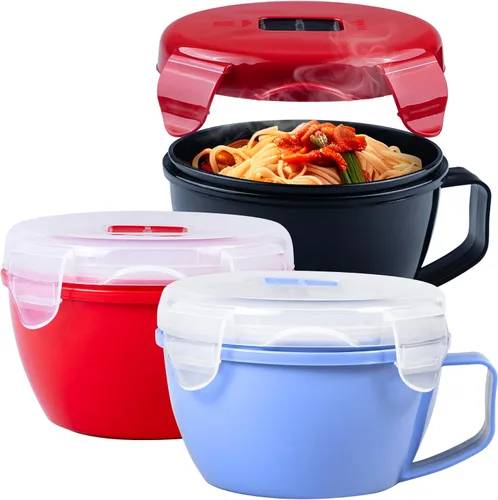 Vista 12 de MATICAN Tazón de sopa para microondas con tapa, taza de sopa con tapa, recipientes de microondas para fideos ramen, sopa, bebidas, 31.11 onzas