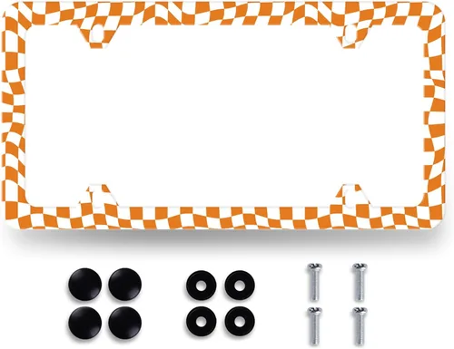 Vista 19 de Marco de matrícula de contorno topográfico, diseño abstracto de ondas de montaña, personaliza piezas de automóvil de acero inoxidable, divertida