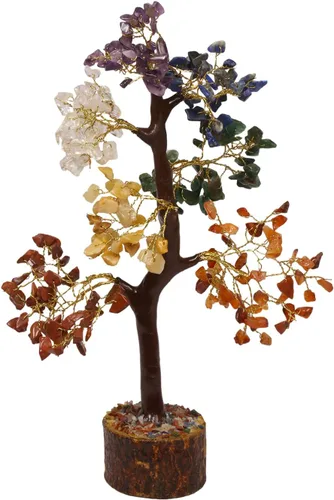 Vista 8 de Árbol de la vida de siete chakras, piedra preciosa natural curativa de cristal bonsái, árbol artificial de 7 chakras, árbol del dinero, riqueza