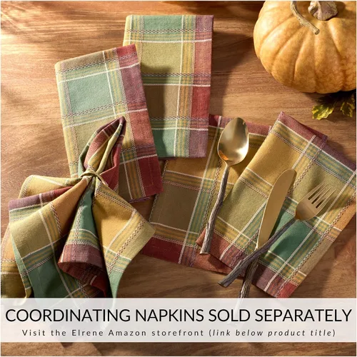 Vista 4 de Threadmade Mantel a cuadros Autumn Acres, multicolor - 70 pulgadas de ancho x 70 pulgadas de largo, redondo