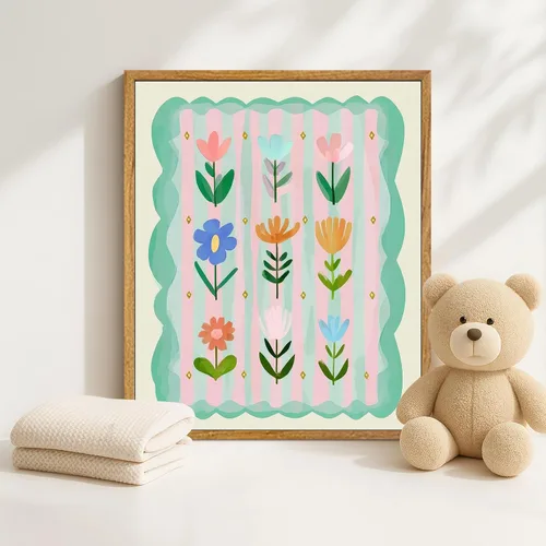 Vista 2 de AtterrirArt Bonito arte de pared enmarcado para guardería, 8 x 10 pulgadas, decoración de pared floral caprichosa, póster de impresiones en lienzo