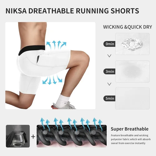 Vista 4 de Niksa Pantalones cortos de compresión para hombre, paquete de 3 unidades, ropa interior de compresión para hombre, pantalones cortos deportivos