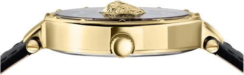 Vista 2 de Versus Versace Moscova Collection Reloj de lujo para mujer con una correa negra con una caja de oro amarillo IP y esfera negra, Negro -, Moscú