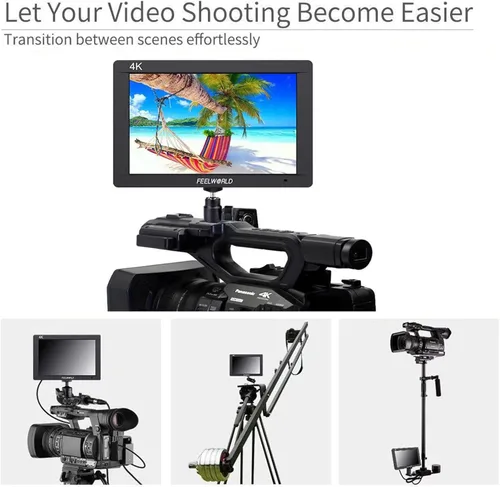 Vista 5 de FEELWORLD FW703 7 pulgadas 1920x1200 IPS Full HD DSLR en cámara Monitor de campo 3G SDI 4K HDMI entrada salida asistencia de video enfoque pico