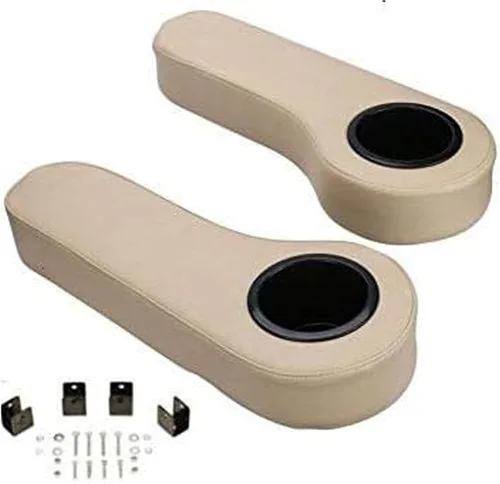 Vista 7 de Huskey - 2 apoyabrazos para asiento trasero beige con portavasos compatibles con carritos de golf Yamaha instalados mediante el uso de nuestros