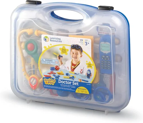 Vista 7 de Learning Resources Pretend & Play Set de Médico Azul - Kit Médico para Niños, Juego de Rol, Juguetes para Niños Pequeños, Habilidades Sociales