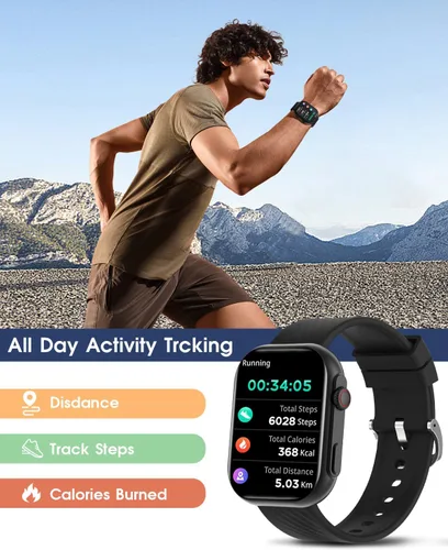 Vista 7 de PJYUBVOR Reloj Inteligente para Hombres y Mujeres (Contestar/Hacer Llamadas), Rastreador de Fitness de 2.0" con Más de 100 Modos Deportivos, Monitor