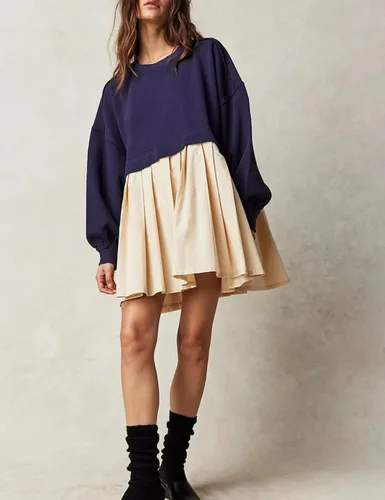 Vista 5 de Sudadera para mujer, minivestido de manga larga de gran tamaño, sin botones, sudaderas y vestidos