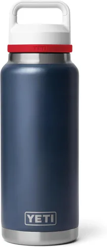 Vista 14 de YETI Rambler - Botella de 36 onzas, aislada al vacío, a prueba de fugas, de acero inoxidable con tapón para sorbos Aislamiento al vacío Azul marino