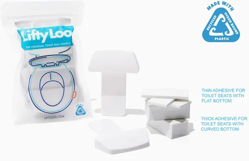 Vista 2 de Lifty Loo Asa de asiento de inodoro - Levanta más, menos desorden - Fácil aplicación 2 unidades color blanco