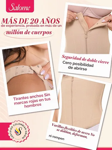 Vista 4 de Salome Chaleco Entrenador de Cintura con Cremallera Faja Faja Chaleco Cinturillas Colombianas Correas Zip Cinturilla Faja Colombiana, Beige