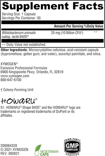 Vista 2 de XYMOGEN ProbioMax Lean - Suplemento probiótico para apoyar la función de barrera intestinal* - Bifidobacterium animalis subsp lactis B420