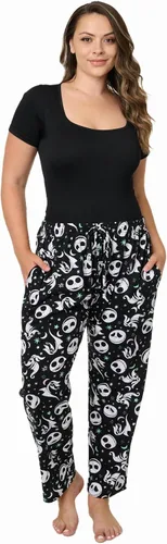 Vista 5 de Disney Pantalones de descanso para mujer, pantalones de pijama de algodón con estampado completo