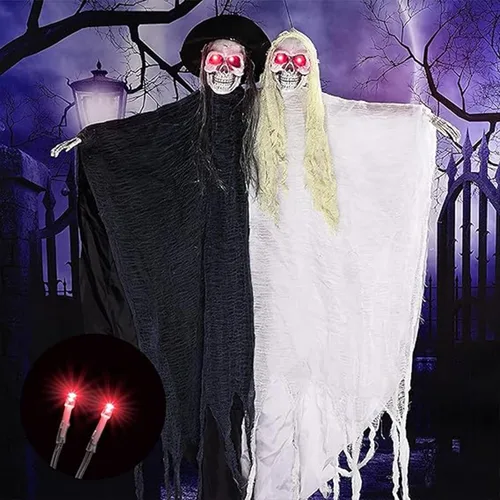 Vista 3 de Ojos láser LED rojos brillantes para fiesta de Halloween, paquete de 4 para máscara de ojos claros con caja de batería, pilas no incluidas