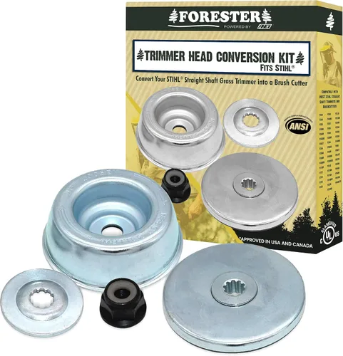 Vista 10 de Kit de conversión para cortasetos FORESTER con cuchilla de 20.3 cm para desbrozadora, gafas de seguridad, tapones para los oídos, guantes, arnés