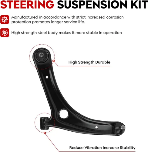 Vista 2 de Kit de suspensión de brazo de control delantero inferior compatible con Dodge Caliber 2009-2012 2007-2017 Jeep Compass Patriot con rótula, barras