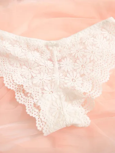 Vista 5 de Floerns Conjunto de lencería para mujer, 3 unidades, conjunto de brasier y braga a juego con encaje en contraste