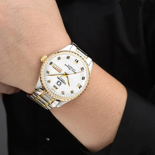 Vista 5 de Carnival Reloj negro para hombre con esfera automática, de acero inoxidable, cristal de zafiro, impermeable, para hombre