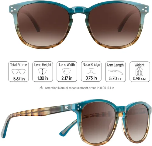 Vista 5 de Bircenpro Gafas de sol polarizadas para mujer con protección UV - Persianas grandes de moda con marco de acetato BC2110