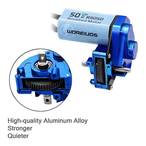 Vista 3 de Motor RC 050 50T Motor cepillado con caja de cambios de transmisión de aleación de aluminio para Axial SCX24 AXI00002 AXI00001 AXI90081 AXI00006 Azul