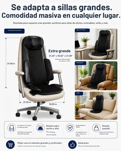 Vista 8 de Shiatsu Masajeador de cuello y espalda con calor de grafeno, almohadilla
