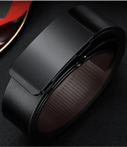 Vista 9 de Oyifan Cinturón negro para hombre, cinturón de diseñador de vestido de cuero genuino para hombres, moda Slide Ratchet Click Casual Mens Belt