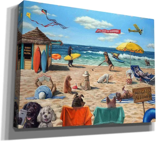 Vista 2 de Epic Graffiti 'Dog Beach' de Lucia Heffernan, arte de pared en lienzo, 16 x 12 pulgadas