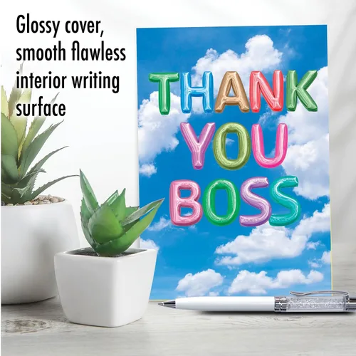 Vista 3 de The Best Card Company Boss Thank You - Tarjeta de felicitación con sobre de 5 x 7 pulgadas, 1 tarjeta, (no 3D o elevado) mensajes inflados