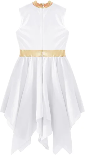 Vista 6 de Linjinx Vestido de baile lírico para niñas y niñas, disfraz de celebración litúrgica, bata de iglesia
