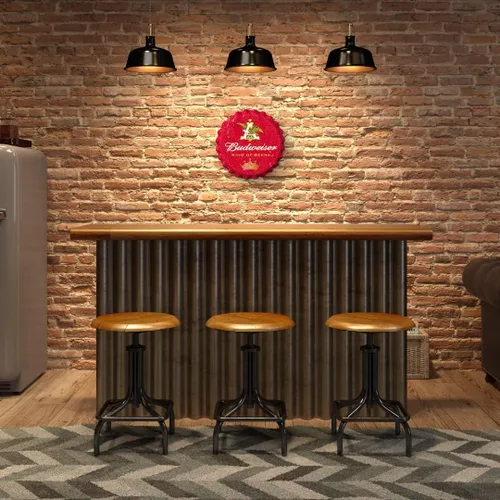 Vista 3 de Desperate Enterprises Anheuser Budweiser - Tapa de botella con forma estampada, letrero de aluminio premium, fabricado en Estados Unidos, redondo