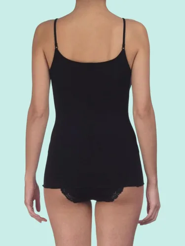 Vista 5 de Women's Lettuce Edge Ribbed Wool & Silk Scoop Neck Camisole Top 3440R
