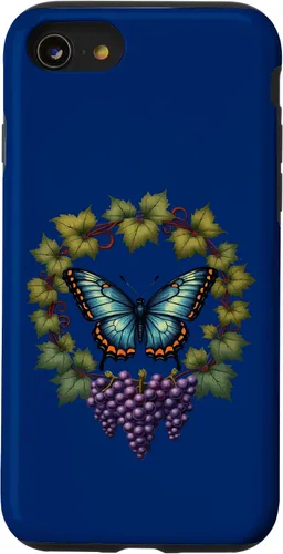Vista 18 de Blue Winged Diana Fritillary Butterfly and Grape Vine Case for iPhone XR