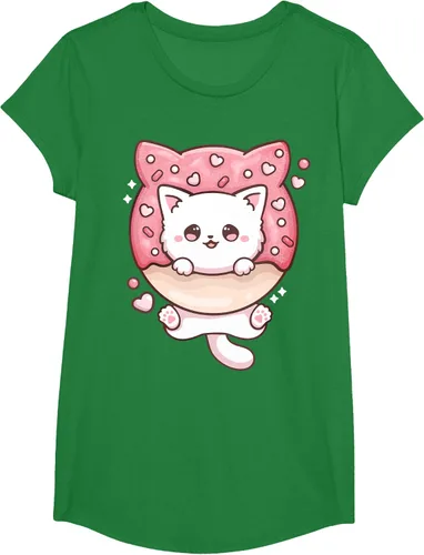 Vista 80 de Camiseta Kawaii Cat Donut Anime Lover Otaku, Negro