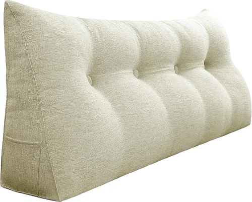 Vista 38 de Almohada de cuña acolchada de 8 libras para cabecero, posicionador corporal en forma de triángulo, almohada de lectura para la cama, almohada