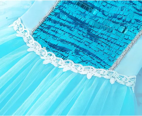Vista 5 de Aoiviss Vestido de princesa Elsa para niñas, disfraz de Frozen para fiesta de cumpleaños de Halloween