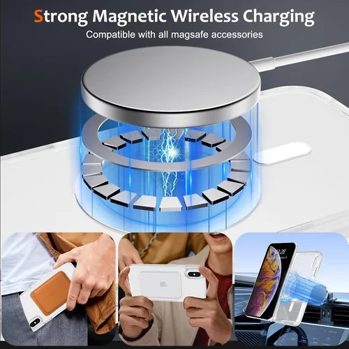 Vista 757 de Anuck - Funda magnética para iPhone 11 compatible con MagSafe, carcasa trasera mate translúcida dura, borde de TPU, delgada, resistente a impactos