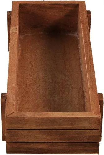 Vista 4 de JTLB Caja de almacenamiento rectangular de madera para interiores y exteriores, diseño de flores suculentas