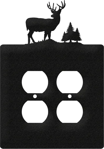 Vista 4 de SWEN Products Deer Wildlife - Cubierta para placa de pared (interruptor doble, negro)
