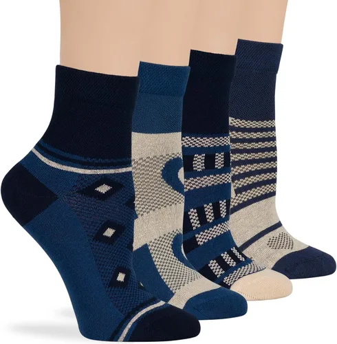Vista 7 de 7BIGSTARS KINGDOM Women's Cotton Quarter Non-Binding Diabetic Fashion Socks-L-M-4 Pack-Multicolor