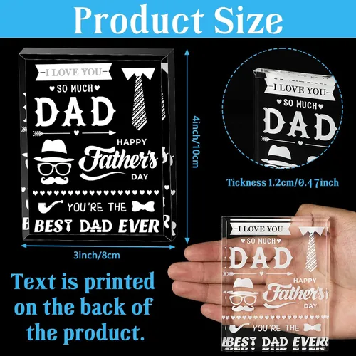 Vista 2 de gisgfim Regalos para papá para el Día del Padre, regalos de cristal acrílico significativo, recuerdo de papá, pisapapeles acrílico, regalo