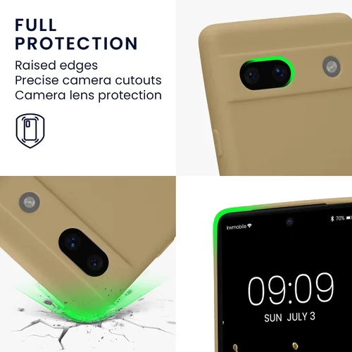 Vista 3 de kwmobile Funda compatible con Google Pixel 7a - Funda protectora delgada de TPU para teléfono - Acabado mate suave - Gris pardo