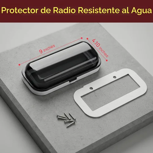 Vista 2 de Cubierta estéreo marina resistente al agua, escudo protector de radio de barco resistente de color humo con puerta abatible y liberación cargada por