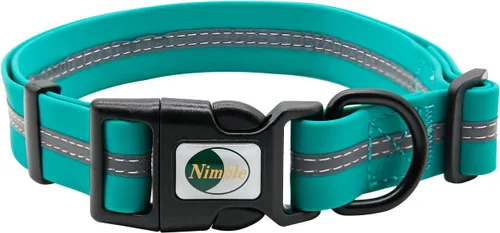 Vista 20 de NIMBLE Collar de perro impermeable para mascotas, ajustable, reflectante, duradero, flexible, de nailon con revestimiento de polímero, collares