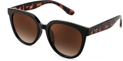 Vista 2 de FEISEDY Gafas de sol para mujer, gafas de sol redondas polarizadas a la moda, estilo moderno, protección UV, Sunnies B4127