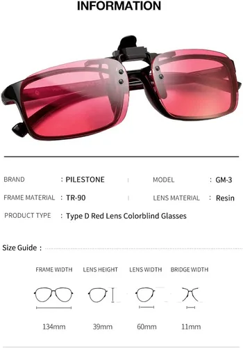 Vista 7 de Pilestone GM-3 Lens D Color Blind Gafas Clip-on para ceguera roja