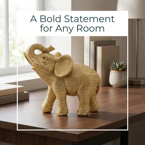Vista 3 de Figura decorativa de elefante de resina para decoración del hogar y el baño, estatua de adorno para escritorio de oficina, sala de estar