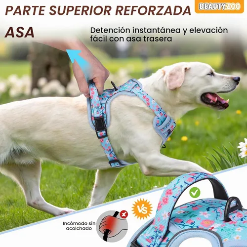 Vista 3 de BEAUTYZOO Arnés para perro sin tirones pequeño, juego de arnés y correa ajustable para perro - Fácil de usar con 3 hebillas/mango de control, arnés