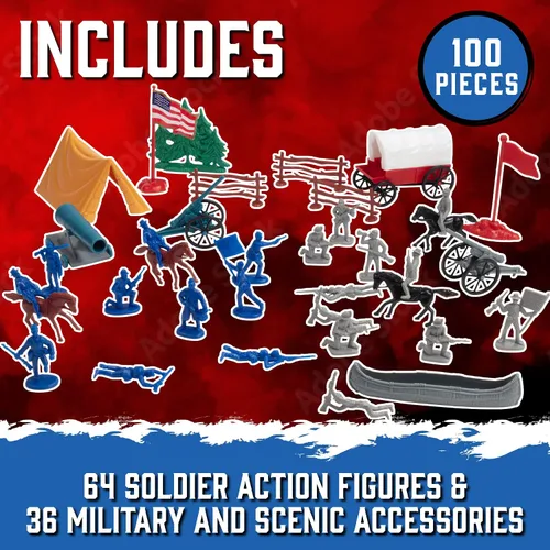 Vista 2 de Figuras de acción de militares de la Guerra Civil, gran cubeta de soldados de la Guerra Civil (más de 100 artículos)